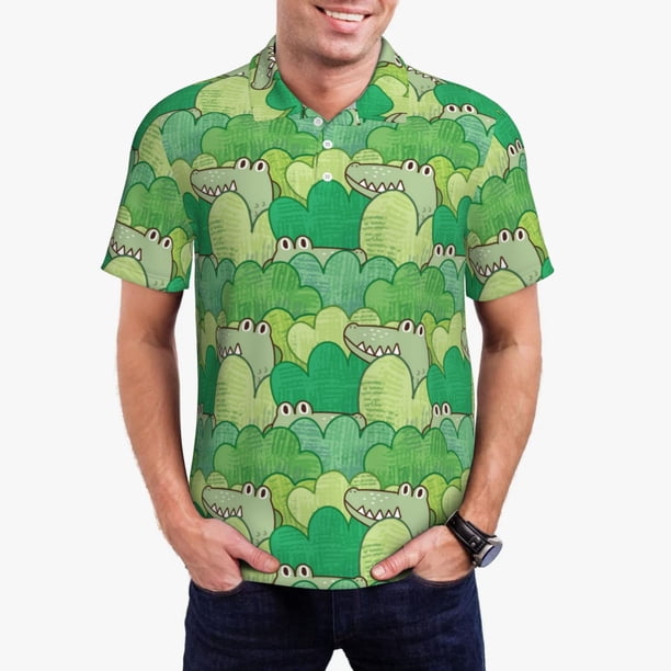 Balery Crocodile And Bush Camisa Polo de Hombre con Estampado, de Manga Corta y Tejido Medio, Camisa Tipo Golf Polo-Medium