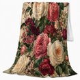 thumbnail image 2 of Vintage Rose Floral Botanical Illustration, Cozy Botanical Garden Scene, Warm Flannel Blanket for Sunroom and Reading Nook, Garden Lovers Thanksgiving Gift, Botanical Home Decor, 2 of 9