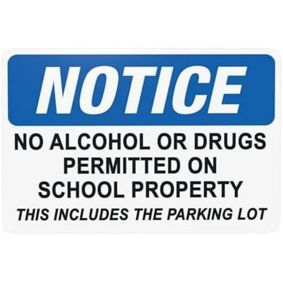 Notice No Or Drugs Permitted Warning,Prohibition Security Metal Signs for Home Busines Outdoor Indoor Road Yard Garage Street Wall Caution Decor 12 x 8 Inch