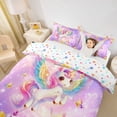 thumbnail image 2 of Metsweet Kawaii Unicorn Bedding, Dreamy Floral Butterflies Duvet Cover Full, Pink Blue Yellow,3pcs,1 Duvet Cover and 2 Pillowcases, 2 of 6