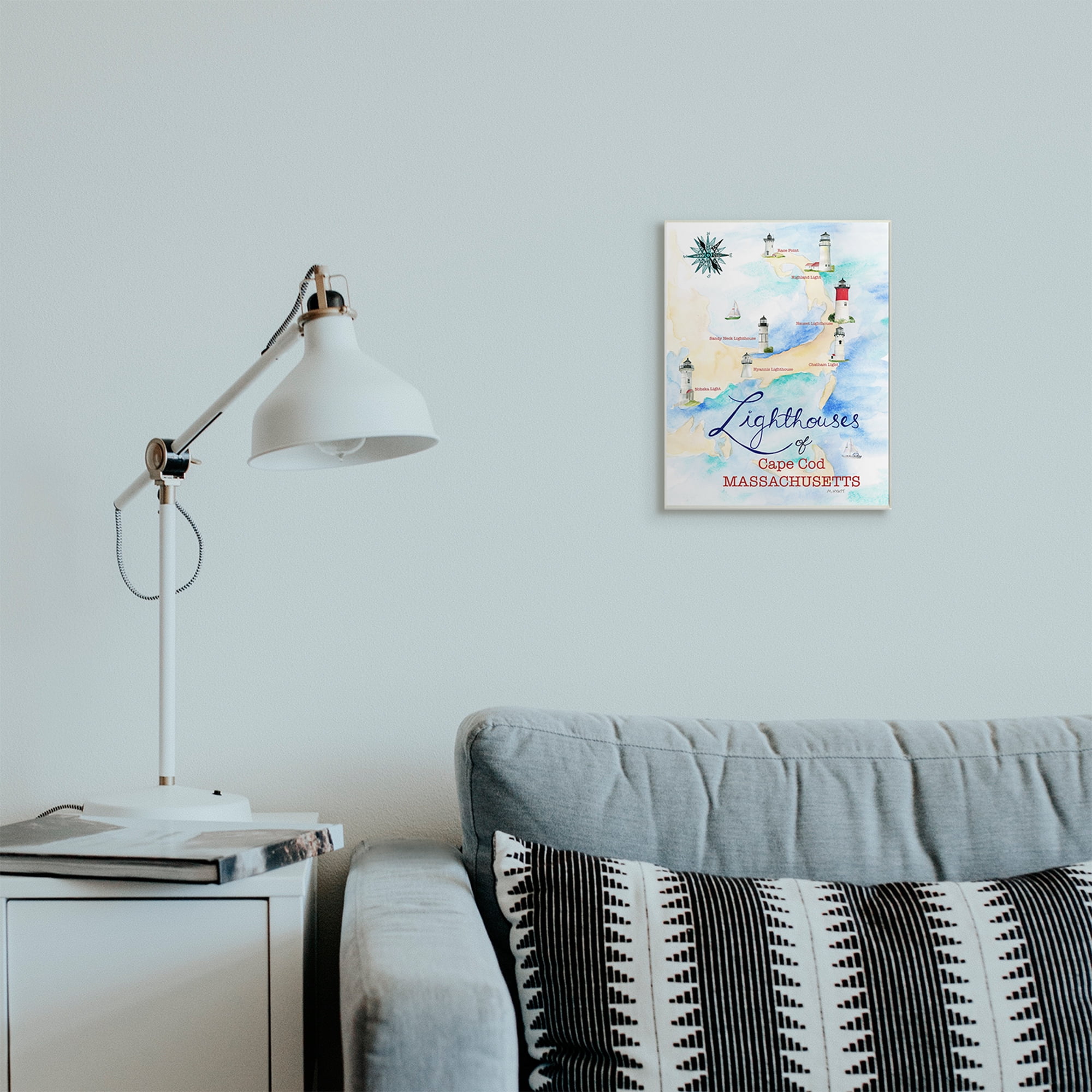Stupell Industries Coastal Map of Cape Cod Massachusetts Lighthouses Wall Plaque, 10 x 15, Design by Melissa Hyatt LLC