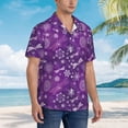 thumbnail image 3 of Honeii Purple Snowflakes Print Men’s Hawaiian Shirt,Classic Button-Down Short Sleeve Shirt, for Beach, Vacation, and Outdoor Activities,3X-Large, 3 of 7