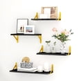 thumbnail image 5 of Fairy Floating Shelves, Rustic Wood Shelves, 4 Sets of Wall Mounted Shelf, 4.3x6.1x16.5inches, Black & Gold, 5 of 6