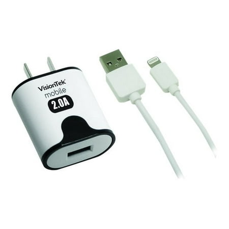 VisionTek - Power adapter - 2 A (USB) - on cable: Lightning - white