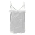 thumbnail image 3 of Top À Bretelles En Satin Pour Femme Élégant Haut À Bretelles Avec Décolleté En V Bretelles Réglables Top À Fines Bretelles Pour Femmes Baseball for Women Camisole with Bra Women Dress Top Women, 3 of 4
