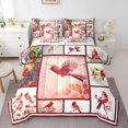 thumbnail image 1 of Erosebridal Red Hummingbird Bed in a Bag King size, Folwer Bed Set, Patchwork Decor, Reversible 7-Piece, 1 of 5