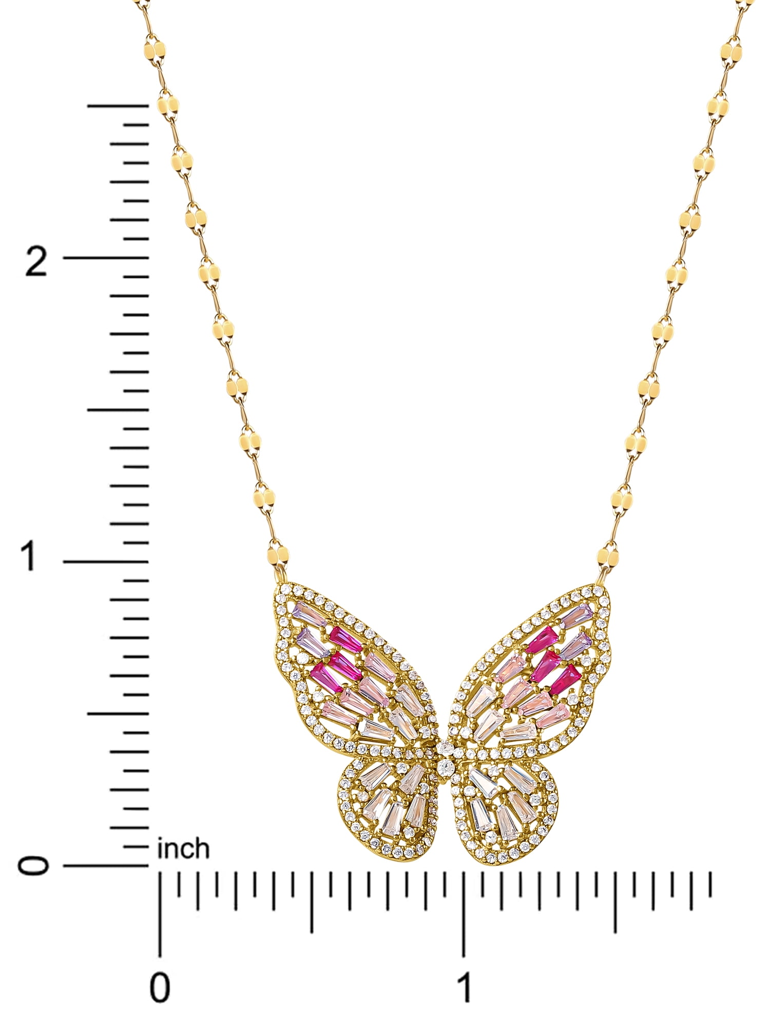 Brilliance Women's Jewelry Gold Plated Sterling Silver CZ Butterfly Necklace