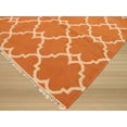 thumbnail image 3 of EORC IE51OR5X8 Tapis Marocain Réversible en Polyester Fait Main 5 x 8 Pi, Orange - Rectangle, 3 of 7