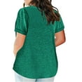 thumbnail image 3 of CFLVAEK Summer Plus Size Women's Tshirts 2025 Loose Fitting Notch V Neck Tunic Tshirt Casual Short Sleeve T Shirts Solid Color Basic Tees Green L, 3 of 6