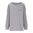 thumbnail image 4 of TKLPEHG Sweatshirts for Women Trendy Crew Neck Sweatshirt with Pocket Lightweight Loose Casual Long Sleeve Classic Solid Color Fashion Pullover (Gray,L), 4 of 5