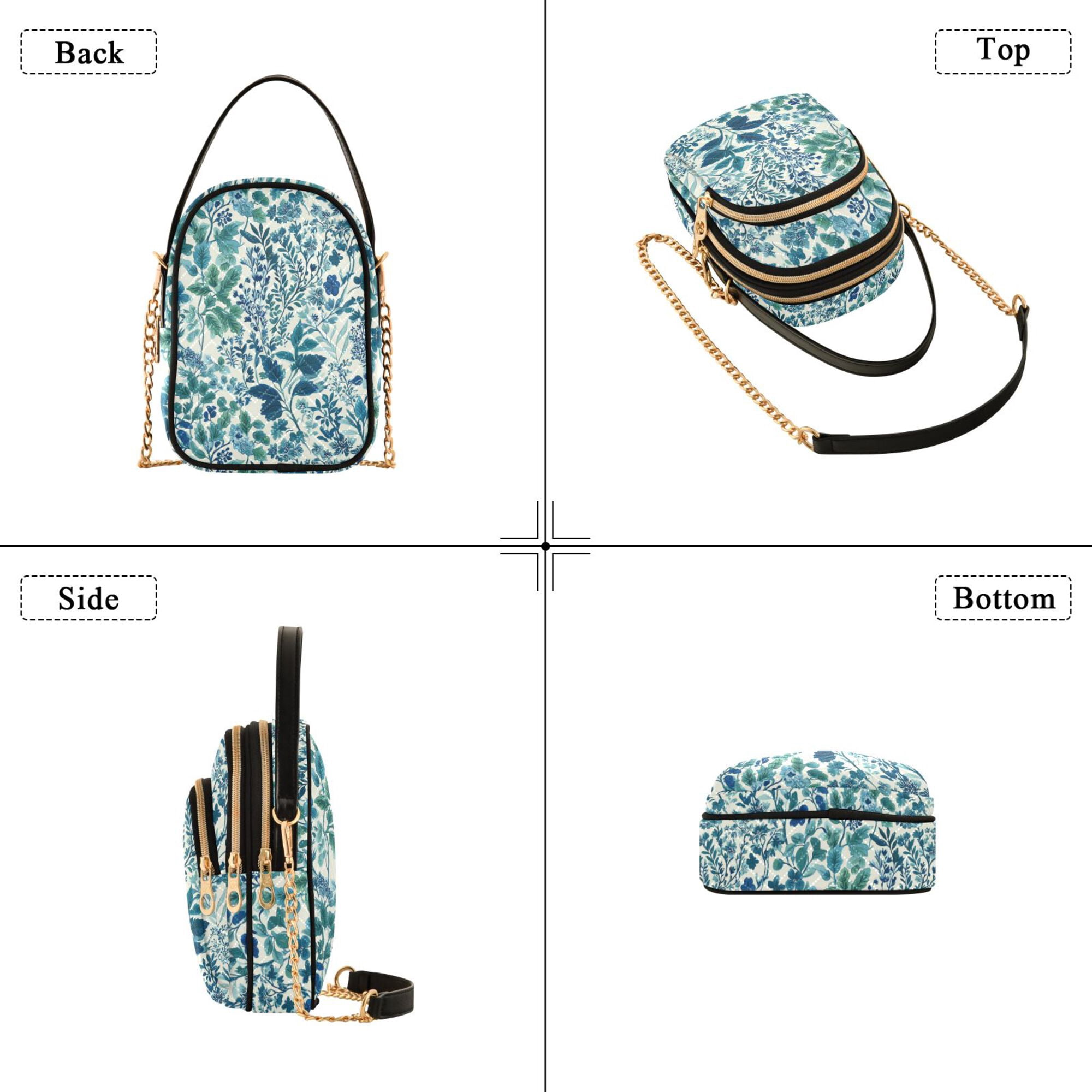 FORMRS Crossbody Bag for Women Quilted Travel Shoulder Cell Phone Purse with Chain Strap Handbag, Beautiful Leaves Pattern