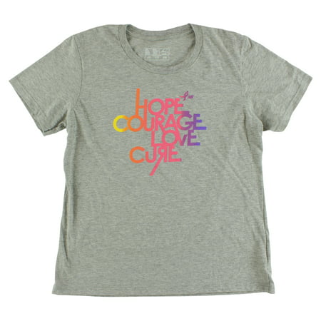 New Balance Womens BCA Komen Hope Courage Love Cure T Shirt Heather Grey S, Color: Heather Grey/Pink/Multi Color