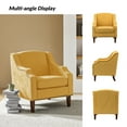 thumbnail image 2 of Wooden Upholstery Armchair Lounge Sofa Club Accent Chair Nailhead Trim Side Chair Living Room Bedroom Yellow, 2 of 6