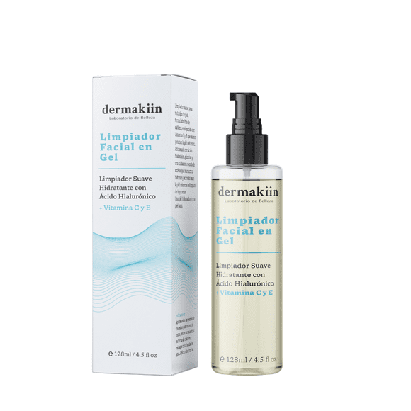 Limpiador Facial - Limpiador Suave Hidratante con Ácido Hialurónico + Vitamina C y E - Para todo tipo de piel Dermakiin Jabón Facial en Gel con Antioxidantes