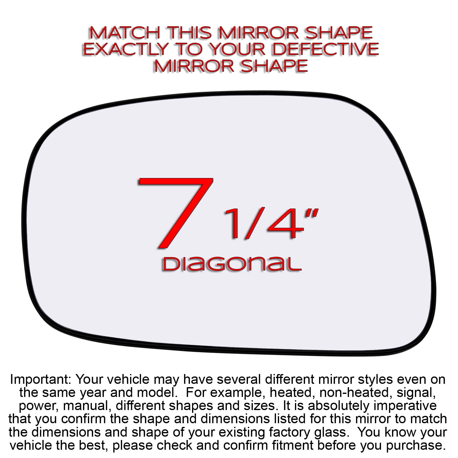 Rugged TUFF Driver Side Mirror Glass Replacement for 2002-2006 Toyota Camry (Non-Heated)
