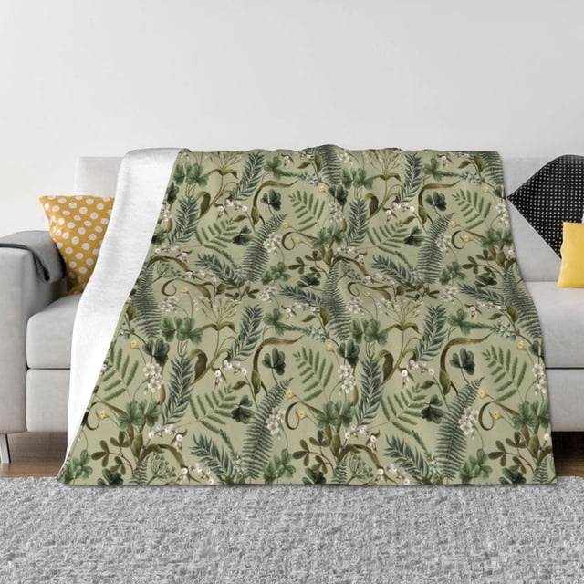 Fotbe Tropical Plants Green Manta de Franela con Estampado, Manta Ultrasuave para Cama, Sofá, Auto, Hipoalergénica y Antibolitas-40"x30"