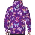 thumbnail image 7 of Pofeuu Bright Butterflies Print Mens Casual Hooded Collar Drawstring Hoodies Pullover Sweatshirts Casual Long Sleeve Shirts-Medium, 7 of 7