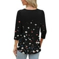 thumbnail image 3 of EchfiProm 3/4 Sleeve Womens Shirts Casual Black Pullover Summer Floral Loose Fit Crew Neck Blouse, 3 of 7