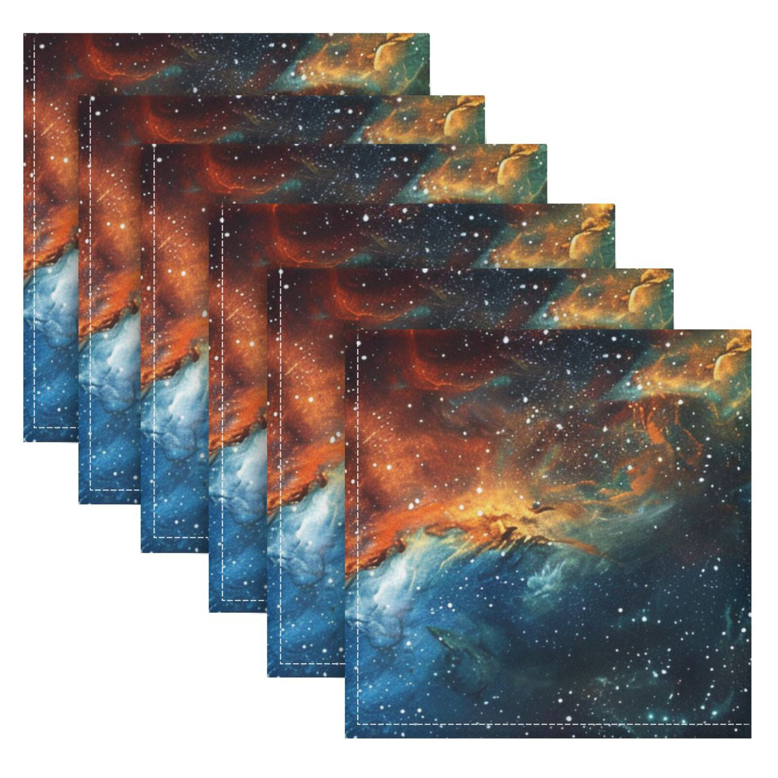 JSTEL Space Nebula Cloth Napkins Set of 6, 20x20 Inch Washable and Reusable Napkin for Decoupage Dinner Party Everyday Use