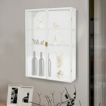 Retro Cabinet White Wall-Mounted Metal Storage Cabinet with Detachable Shelves