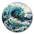 thumbnail image 2 of Designart "Of Wonder Coastal waves Waves painting VI" Nautical & Beach Oversized Wall Clock, 2 of 5