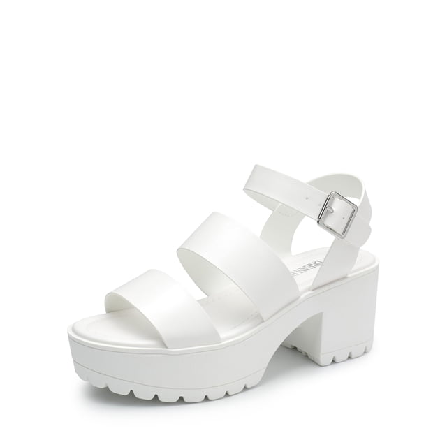 DREAM PAIRS Sandalias de Plataforma para Mujer con Tacón Grueso de 7.5 cm Blanco