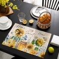 thumbnail image 3 of Yellow Sunflowers Placemats Set of 6, Floral Bees Elegant Pastoral Botanical Placemats for Dining Table, Place Mats for Kitchen Tabletop, Waterproof Wipeable Dining Table Mats Set, 3 of 9
