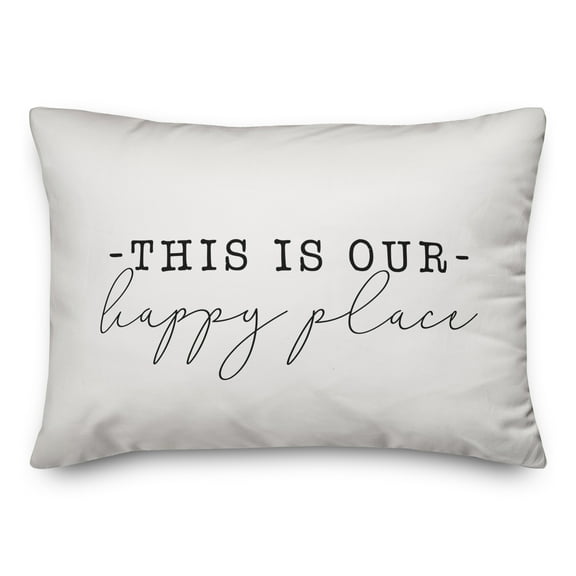 Creative Products This Is Our Happy Place White and Black 14x20 Indoor / Outdoor Pillow
