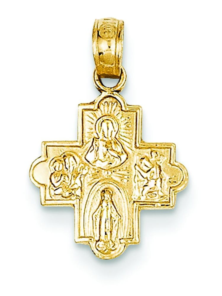 14K Gold Four Way Medal Charm Cruciform 
