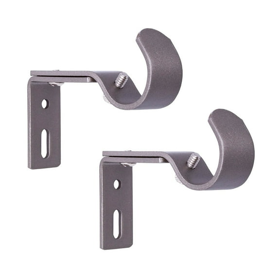 Better Homes & Gardens Metal Adjustable Curtain Rod Brackets in Pewter Gray, 3/4 to 1 Inch Diameter