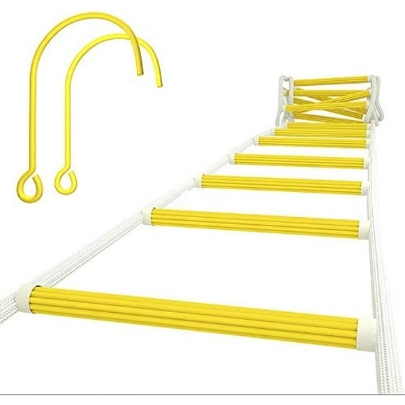 ISOP Rope Ladder Fire Escape Use | Emergency Exit Ladder 8/13/16/25/32 ft | Retractable Safety Rope Ladders with Carabiners – Lightweight & Compact | Multi Function | Reusable