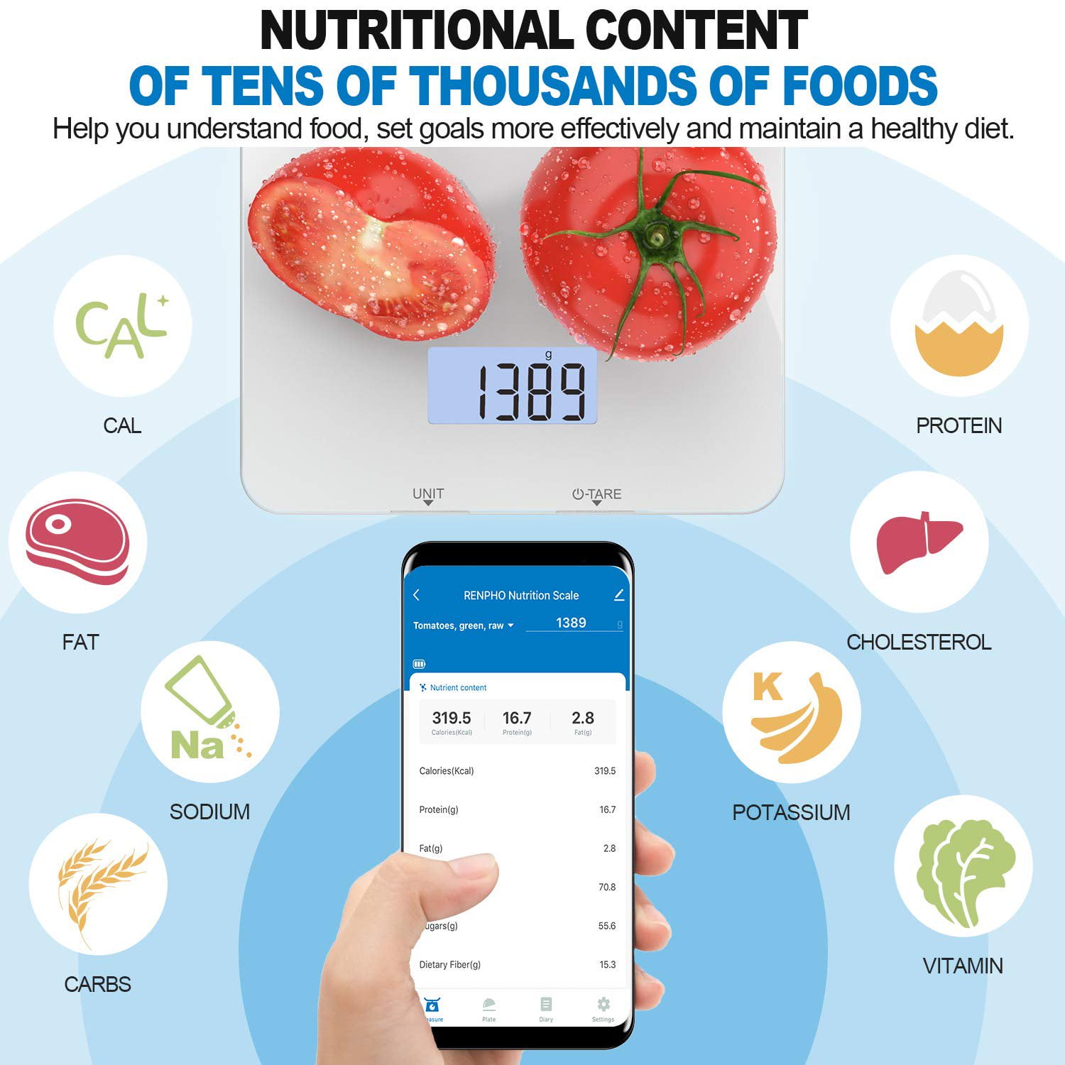 RENPHO Bluetooth Food Scale with App, White photo 8