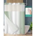 thumbnail image 2 of No Hook Shower Curtain with Snap in Liner, Sage Green and White Gradient Hotel Shower Curtains for Bathroom, Washable Shower Curtain Liner Set with Mesh Top Window, 72"x72", 2 of 6