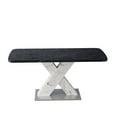 thumbnail image 6 of Stretchable Dining Table, Modern Square Dining Table, Black Marble Table Top+MDF White X-Shape Table Leg with Metal Base, 6 of 7