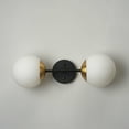 thumbnail image 6 of Globe Electric Indoor 2-Light Matte Black Wall Sconce with Brass Accent and Opal Shades, No Battery, 6 of 10