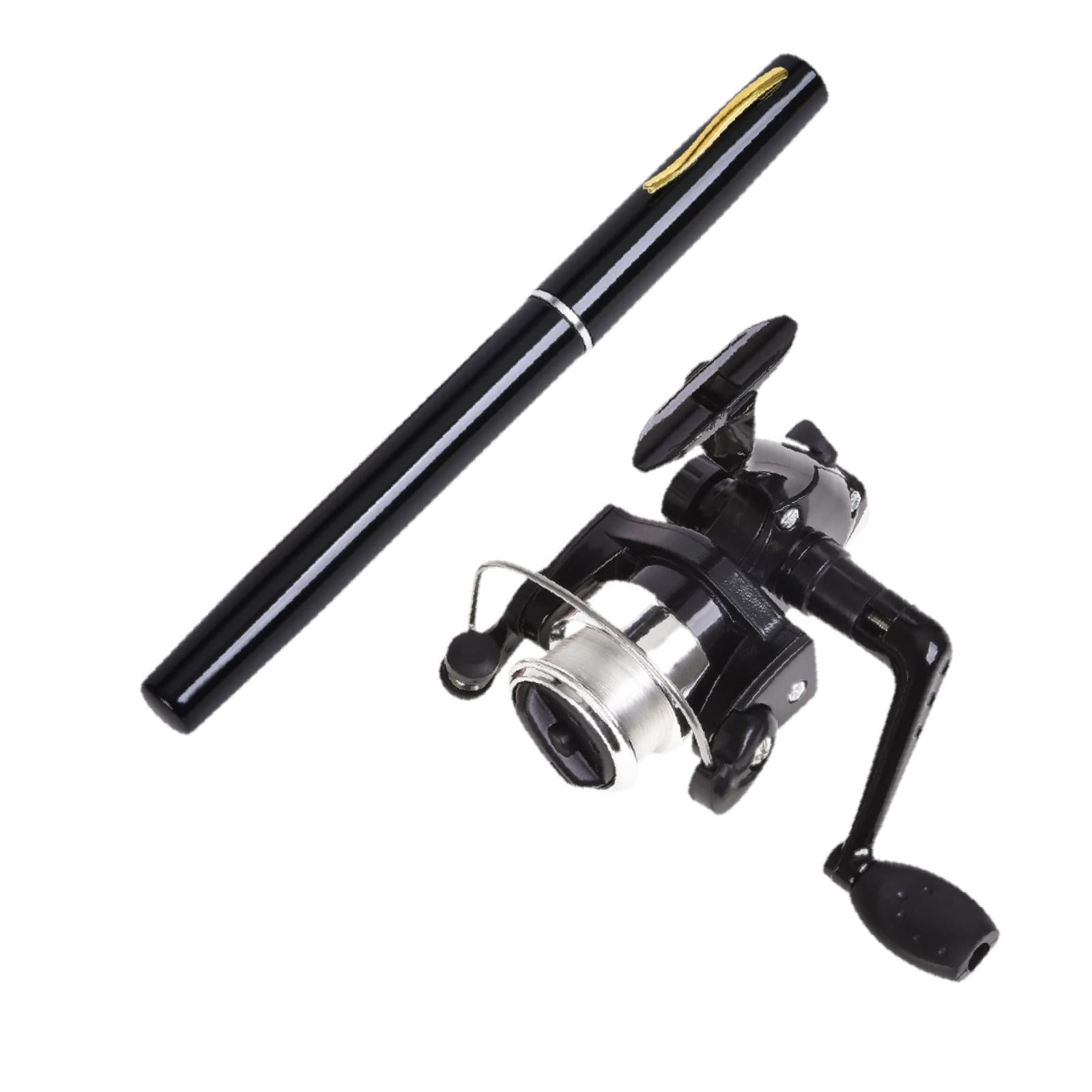 Colaxi Mini Fishing Rod Reel Combo, Mini Pen Fishing Pole Gift with Line Portable Fishing Reel for Outdoor Saltwater Freshwater Boys Black