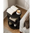 thumbnail image 3 of Small Nesting Coffee Table - 3-Tier Oval Accent Table for Small Spaces, Rustic Wood and Metal Couch End Table, Nightstand for Bedroom or End Table Living Room, Easy to Assemble, Charcoal Wenge, 3 of 7