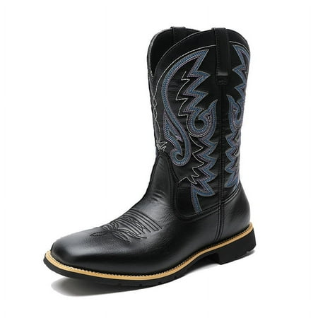 

Men s Western Boots Square Toe Wide Width Ankle Work Cowboy Boots For Men Pull On Boots Slip Resistant Country Boots
