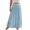 1Light Blue, variant on Women Summer Beach Boho Long Skirt Linen Fabric Smocked High Waist Layered Flowy A Line Design Shell Star Casual Vacation Daily Wear