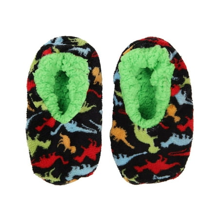 MeMoi Dino-Mite Boys Slippers | Dinosaur Kids House Slipper L / Black MKF5 2537