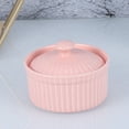 thumbnail image 2 of EeaseMX Recipiente de cerámica para hornear, resistente al calor, para pudín, gelatina, postre, tazón pequeño con tapa para cocina casera (rosa), 2 of 7
