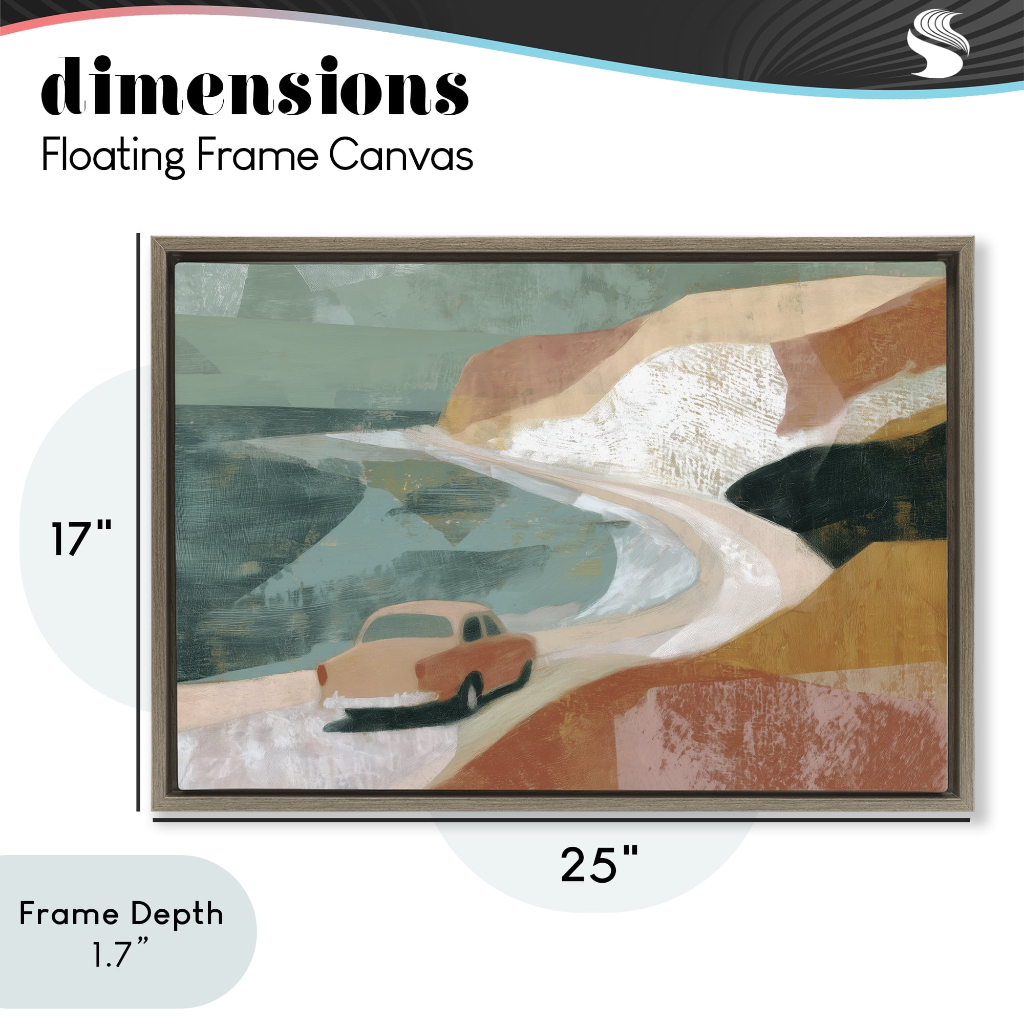 Stupell Industries Classic Car on Coastal Highway Brown Framed Floater Canvas Wall Art, design by Chromatic Storm Studio