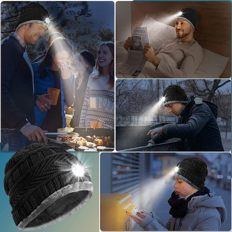 LED Beanie Hat with Light - Stocking Stuffers Gifts for Men Women  Flashlight Beanie with Headlamp Winter Cap 