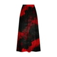 thumbnail image 4 of WFJCJPAF 2024 New Halloween Clearance! Skirt for Women Short,Women's Printed Elastic Waistband Pleated Pocket Skirt With Mid Calf Skirt - Red XL, 4 of 5