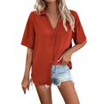 thumbnail image 1 of Cathalem Shirts for Women Button Down Short Sleeve Shirts,Red XL, 1 of 5