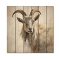 thumbnail image 3 of Designart "Grazing Goats with Grace III" Animals Print on Natural Pine Wood, 3 of 5