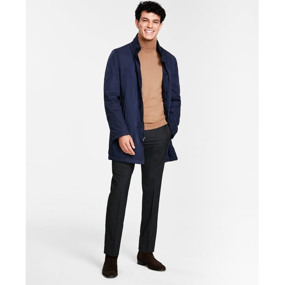 Calvin Klein Mens Slim fit Overcoat Coat 40L R Blue Solid