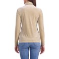 thumbnail image 3 of INSPIRAR CHIC Blusa de Mujer de Manga Larga Cuello Mock Cuello de Tortuga de Terciopelo Elástico Talla S Albaricoque, 3 of 6