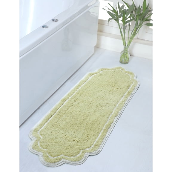 Home Weavers Allure Collection Bathroom Rug 100% Cotton Tufted Bathroom Rug, Soft and Absorbent Bath Rugs, Non-Slip Bath Rug, Machine Wash Dry Bath Mats for Bathroom Floor- 21"x54" Runner, Green