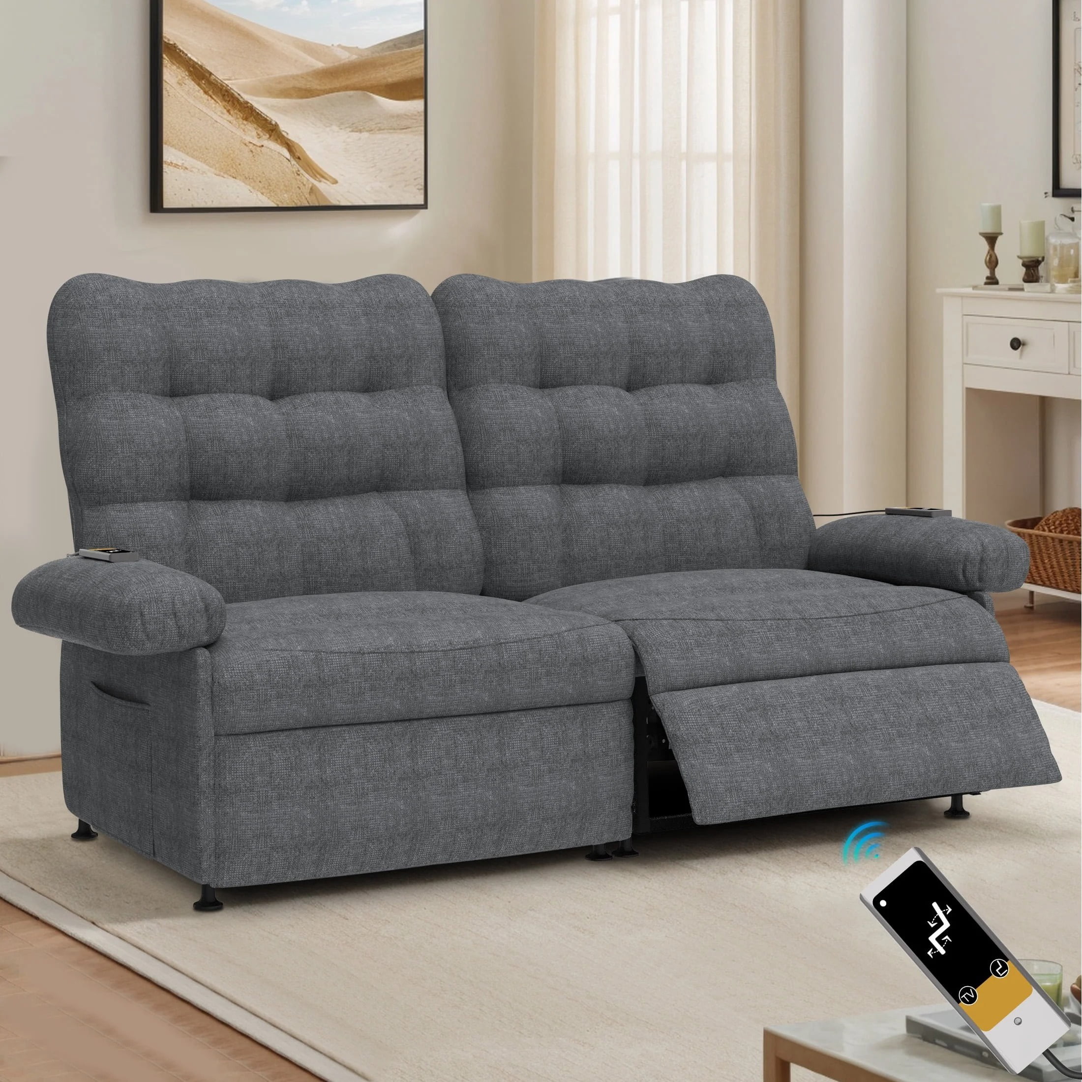 UHOMEPRO Small Electric Recliner Chair for Seniors, Compact Recliner for Small Spaces with Wider Seat Comfort, Easy Remote Control, Adjustable Backrest & Footrest